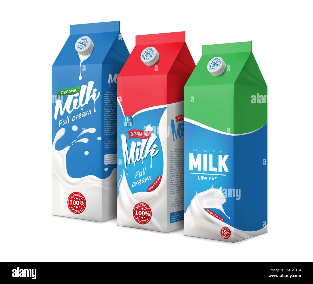 Set di confezionamento del latte design Illustrazione Vettoriale