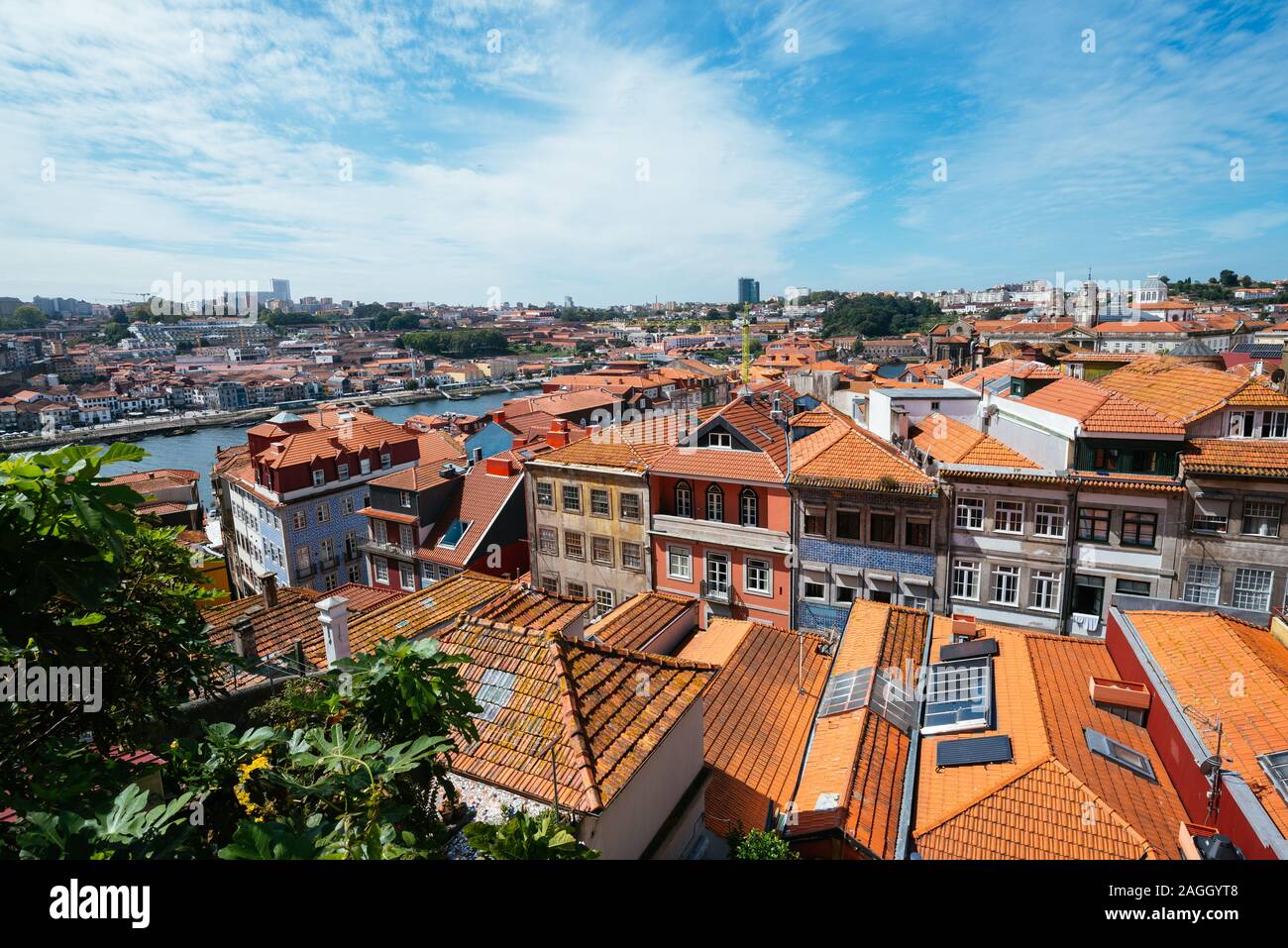 Case colorate con tetto arancione in Porto, Portogallo 2019. Foto Stock