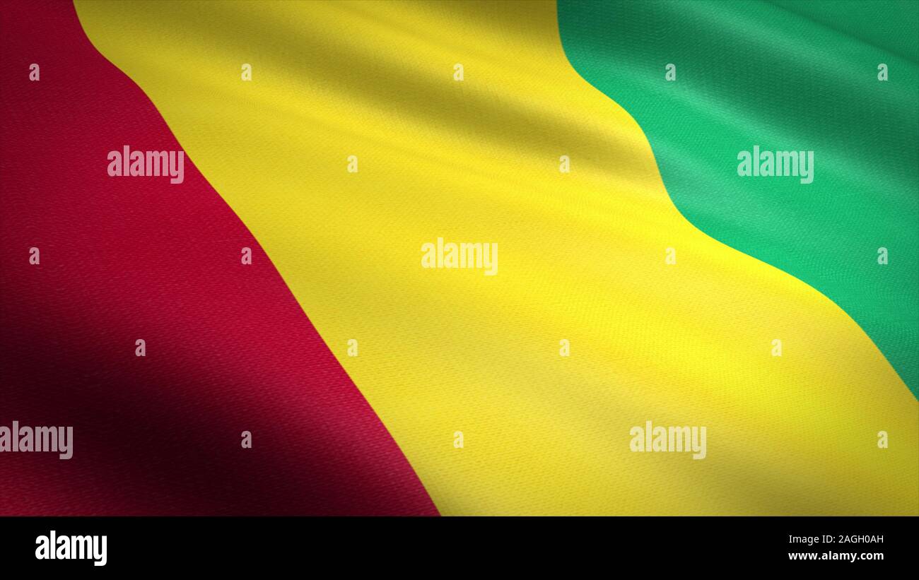 Bandiera della Guinea. Realistico sventola bandiera 3D render illustrazione con altamente dettagliate texture di tessuto. Foto Stock