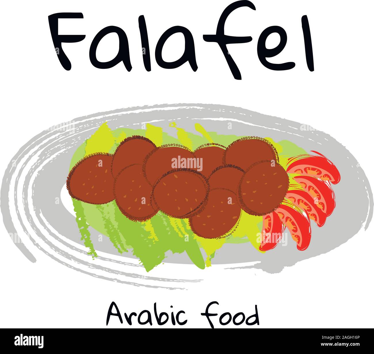 Illustrazione Vettoriale cibo arabo Falafel su bianco Illustrazione Vettoriale