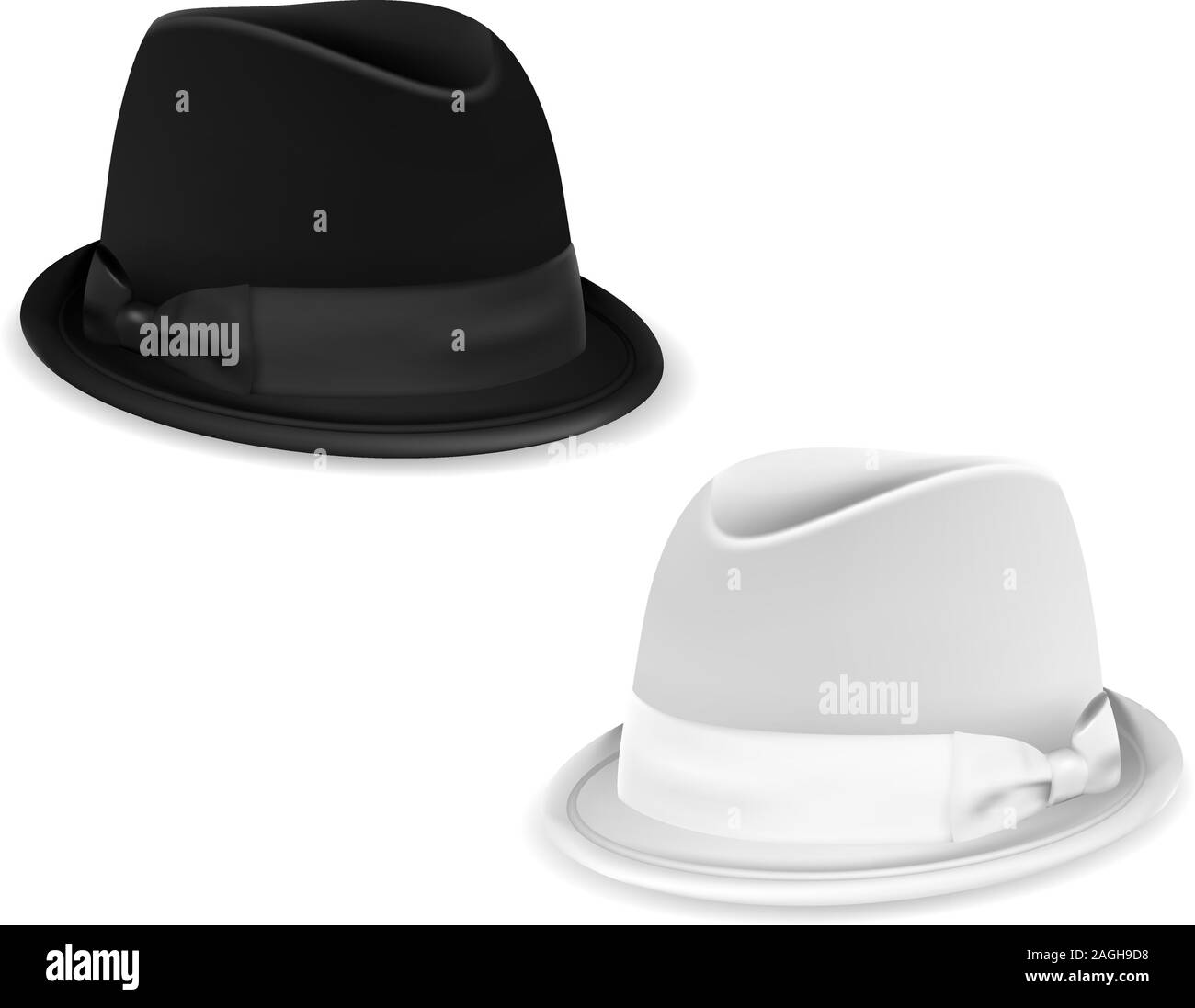 Nero bianco amd Bowler Hats. Il design di tipo mesh Illustrazione Vettoriale
