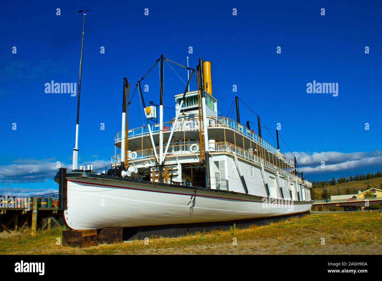 Il sternwheeler S.S. Klondike situato in Whitehorse, Yukon, Canada. È percorsa la parte superiore del Fiume Yukon tra Whitehorse e Dawson City. Foto Stock