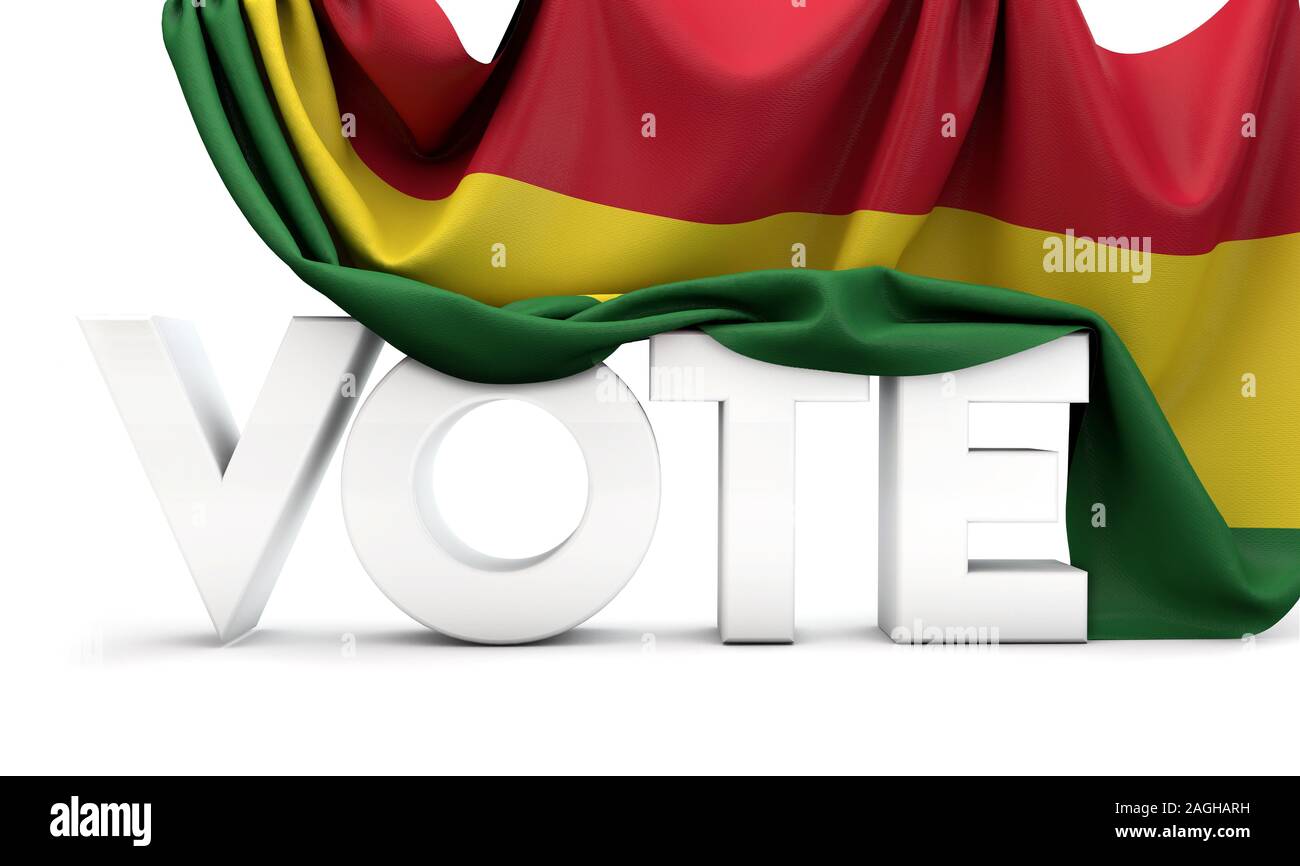 Bolivia votazione concetto. Voto parola contemplati nella bandiera nazionale. 3D Render Foto Stock