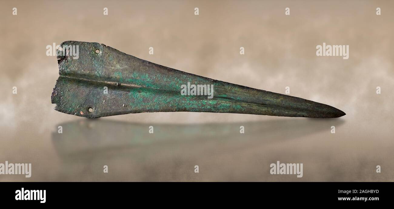 Delle Cicladi pugnale di bronzo. Inizio cicladica II (2800-2300 a.C.) , Phylakopi, Melos. Museo Archeologico Nazionale di Atene. Cat n. 9337 Foto Stock