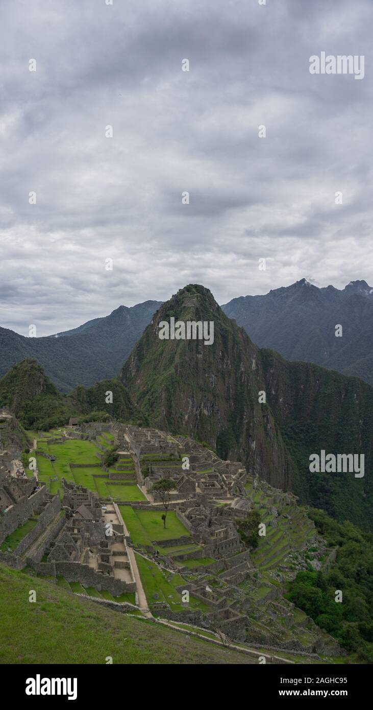 Wayna Picchu, Huayna Picchu, Montagna Sacra degli Inca di Machu Picchu, Cusco Peru Foto Stock