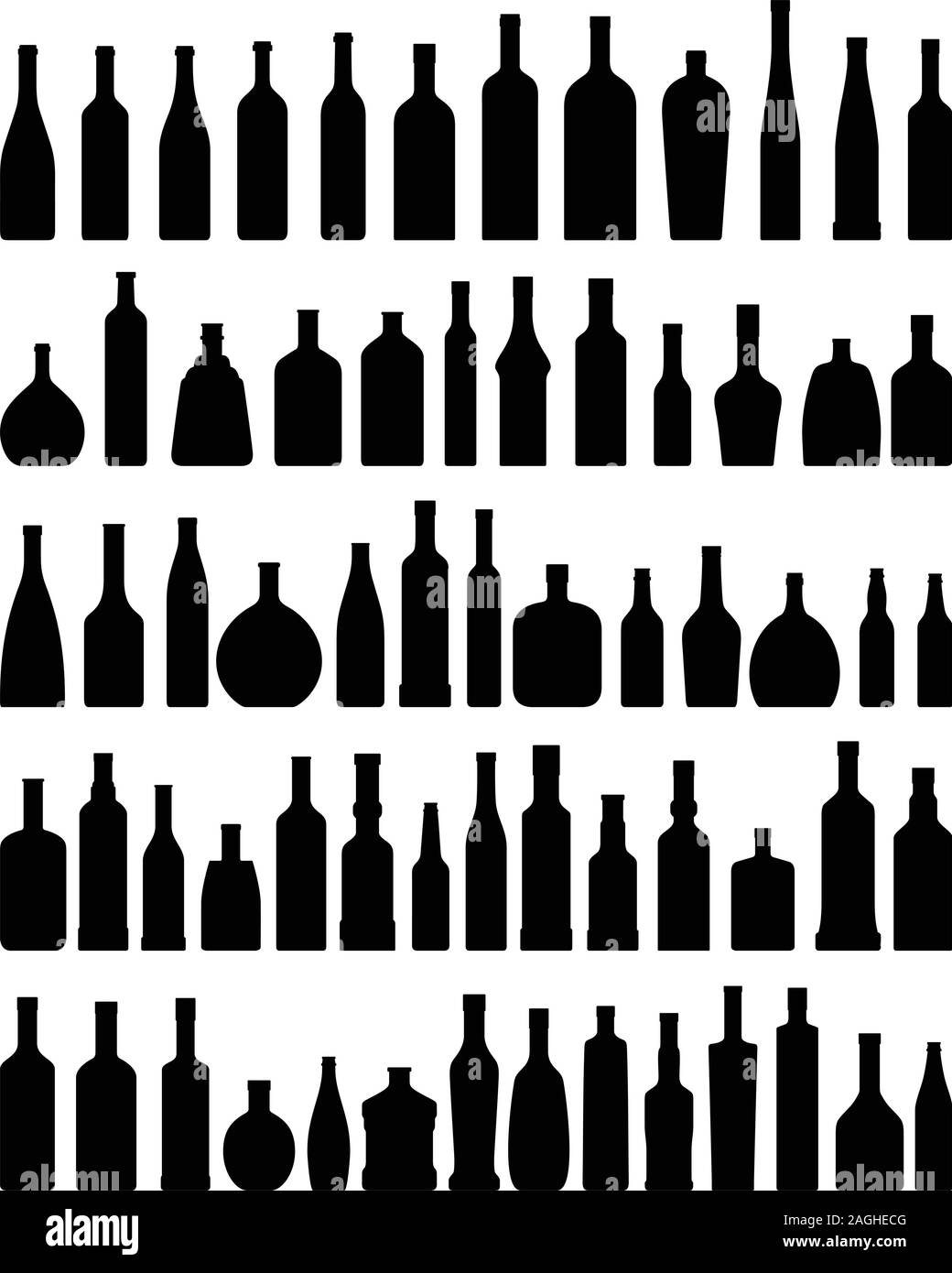 Set di sagome diverse bottiglie isolato su sfondo bianco. Illustrazione Vettoriale. Illustrazione Vettoriale