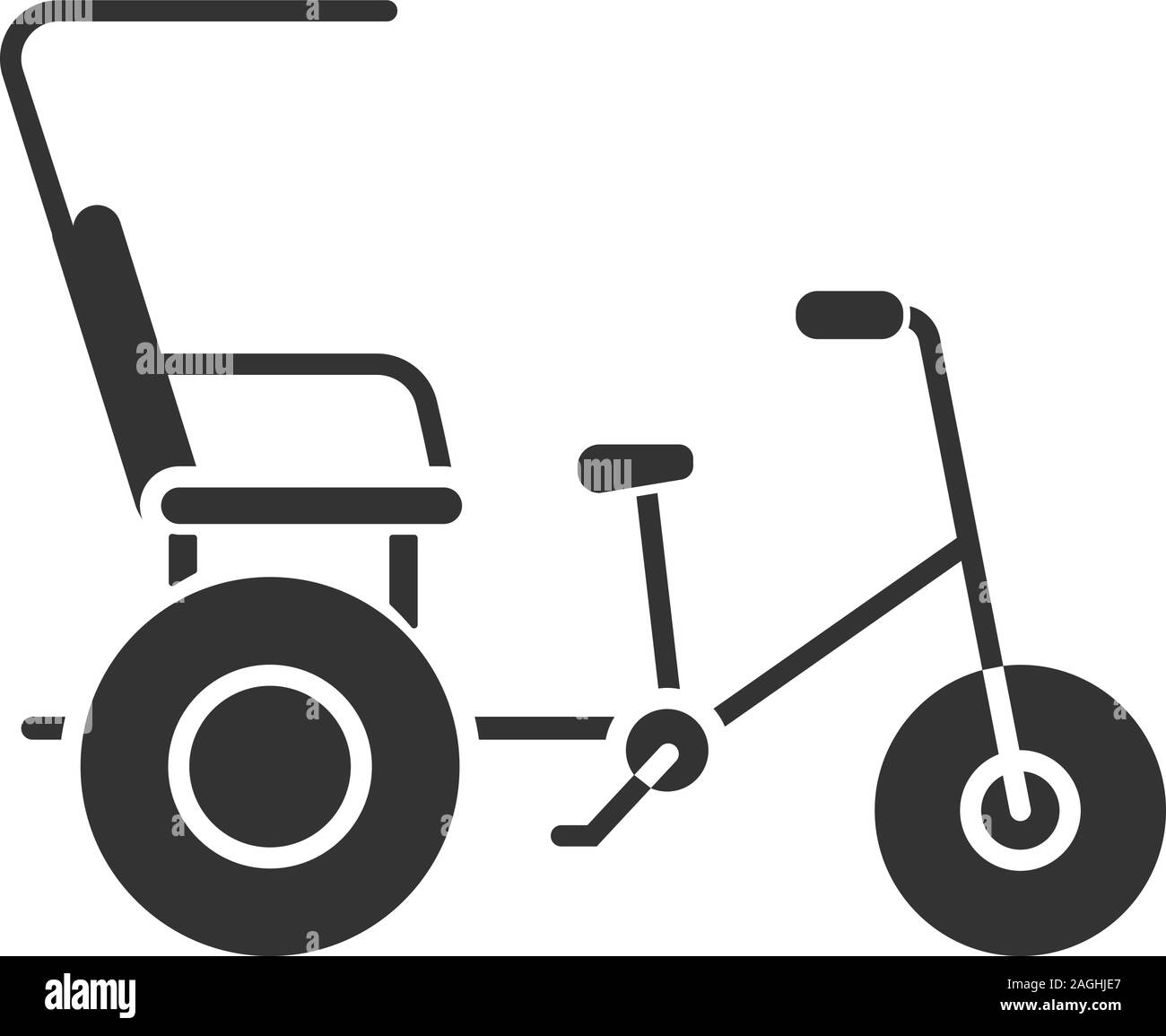 Ciclo glifo rickshaw icona. Velotaxi, pedicab. Simbolo di Silhouette. Lo spazio negativo. Vettore illustrazione isolato Illustrazione Vettoriale