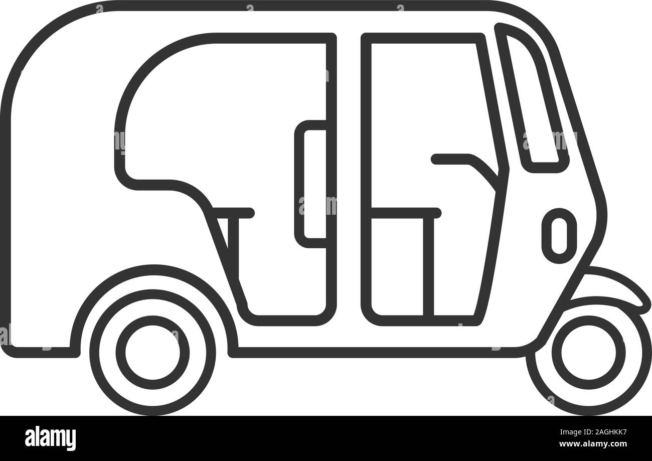 Auto rickshaw icona lineare. Linea sottile illustrazione. Un tuk tuk. Simbolo di contorno. Il vettore isolato disegno di contorno Illustrazione Vettoriale