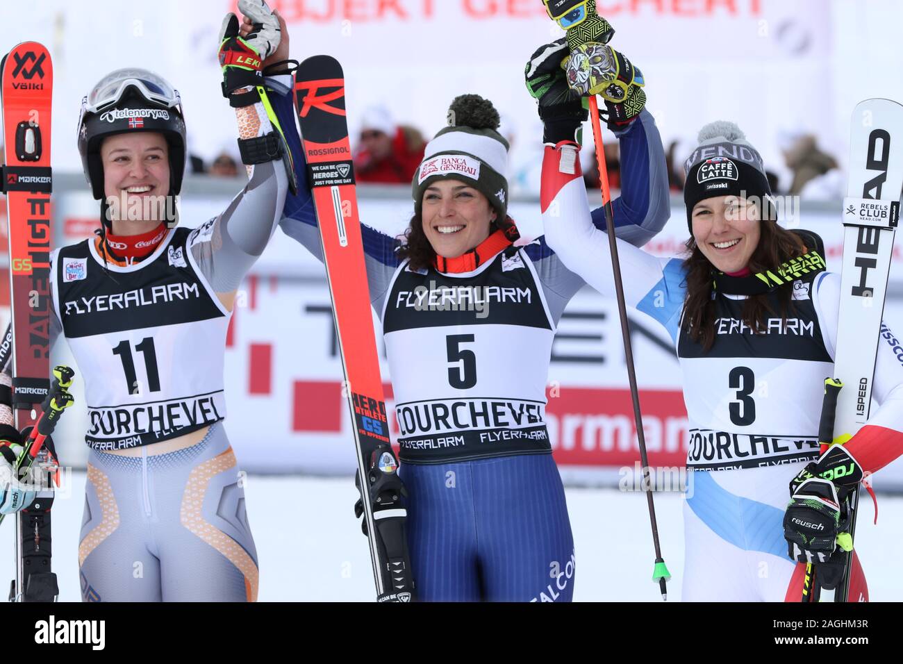 Courchevel, Francia, 17 dic. 2019, Federica Brignone dell Italia vince femminile Slalom Gigante Audi FIS Coppa del Mondo di Sci alpino Sci 2019/20 Sport Sport invernale Foto Stock