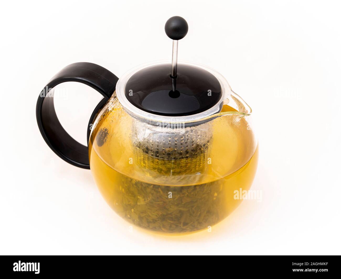 Vetro moderno bollitore per il tè o la teiera il tè verde Foto Stock