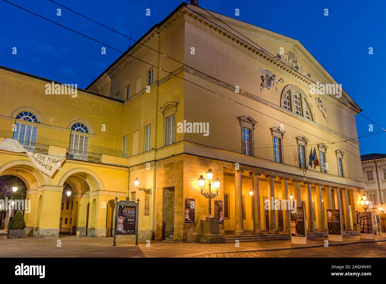Teatro Regio di Parma, famosi del XIX secolo opera e opera company a Parma, Italia. Foto Stock