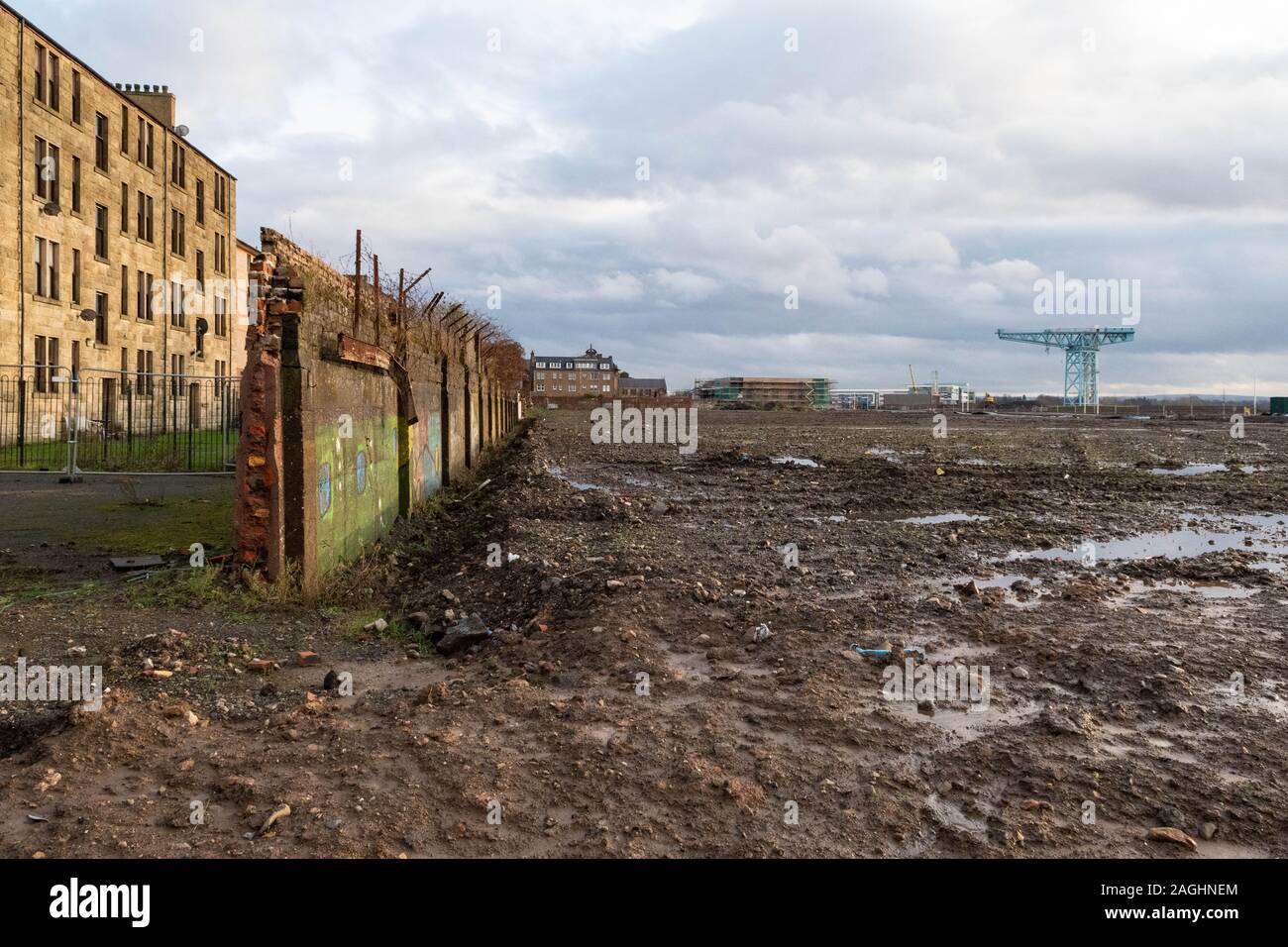 Queen's Quay riqualificazione di Giovanni Browns cantiere, Clydebank, Scozia dopo la liquidazione del sito 2019 Foto Stock