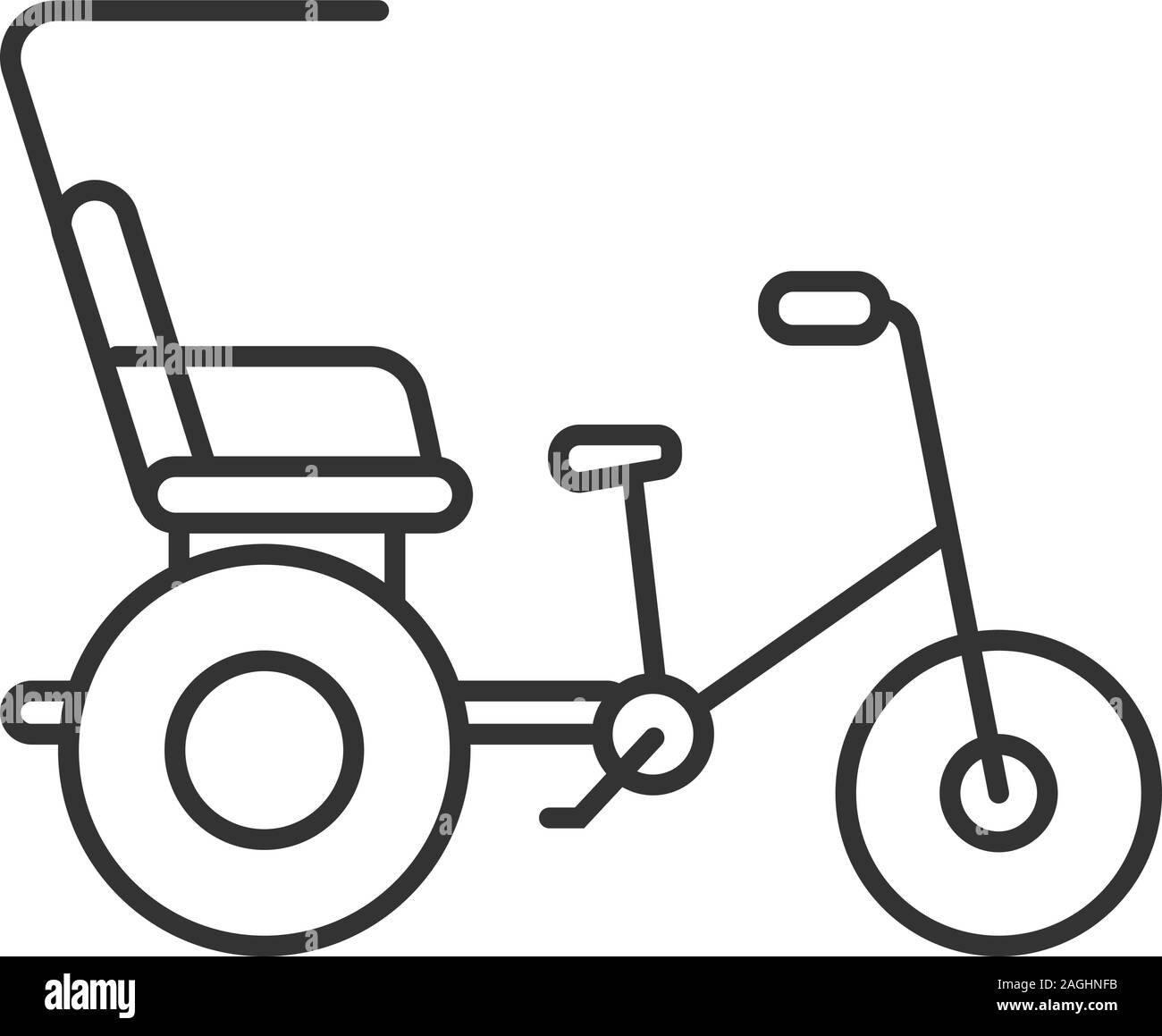 Cycle rickshaw icona lineare. Linea sottile illustrazione. Velotaxi, pedicab. Simbolo di contorno. Il vettore isolato disegno di contorno Illustrazione Vettoriale