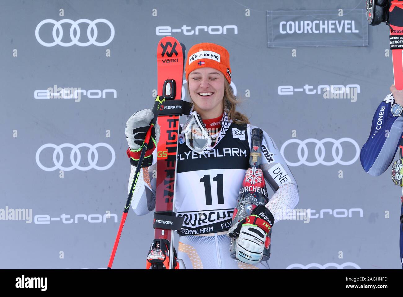 Courchevel, Francia, 17 dic. 2019, Mina Fuerst Holtmann di Norvegia 2a donne Slalom Gigante Audi FIS Coppa del Mondo di Sci alpino Sci 2019/20 Sport Sport invernale Foto Stock