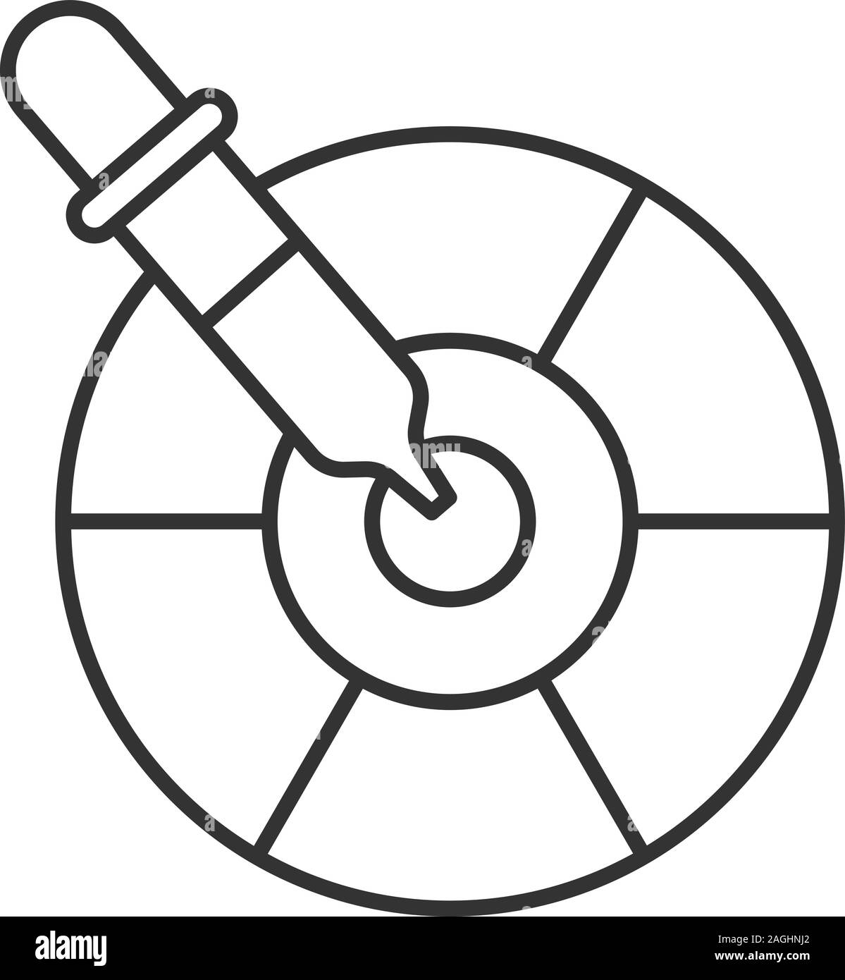 Color Picker strumento icona lineare. Linea sottile illustrazione. Tavolozza dei colori. Simbolo di contorno. Il vettore isolato disegno di contorno Illustrazione Vettoriale