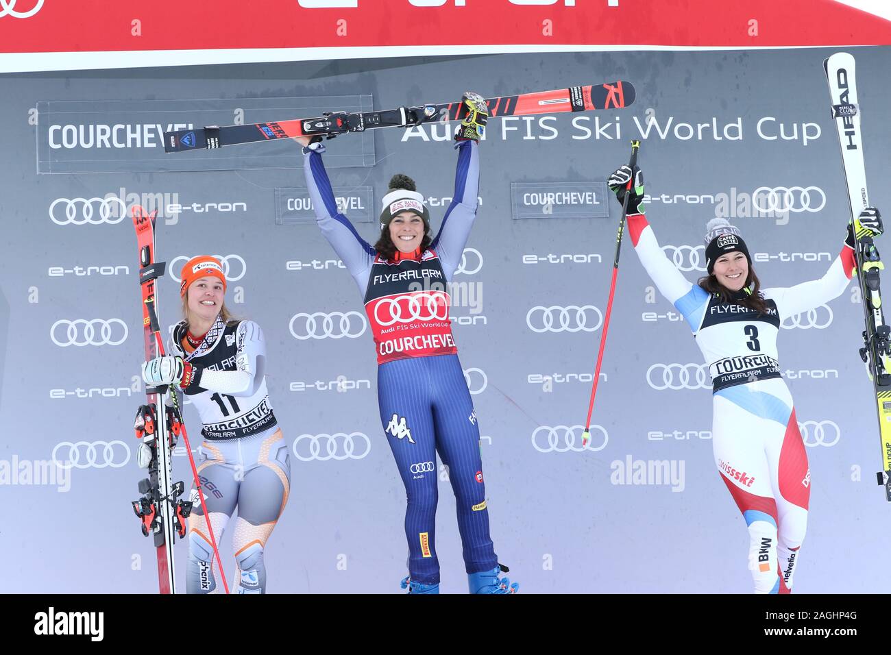 Courchevel, Francia, 17 dic. 2019, Federica Brignone dell Italia vince femminile Slalom Gigante Audi FIS Coppa del Mondo di Sci alpino Sci 2019/20 Sport Sport invernale Foto Stock