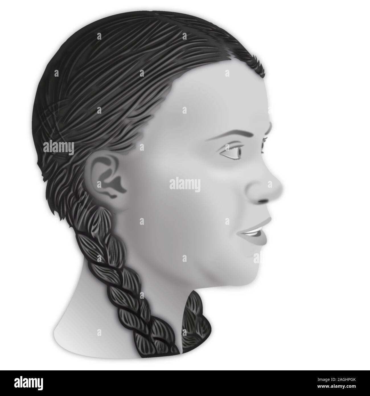Greta Thunberg ritratto, elaborazione grafica e illustrazione, editoriale Foto Stock