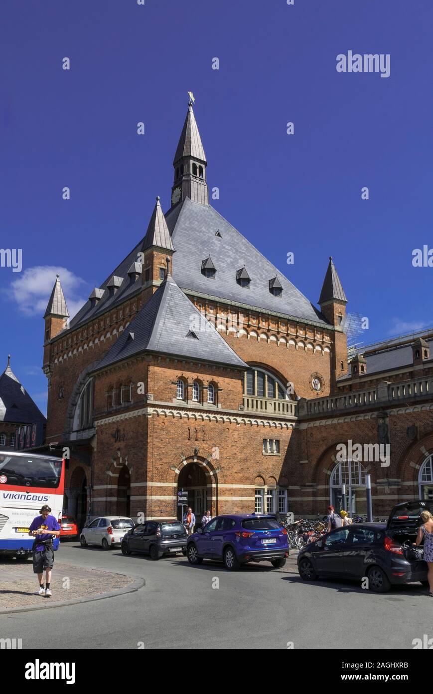 L'esterno della Stazione Ferroviaria Centrale di Copenhagen, Danimarca Foto Stock