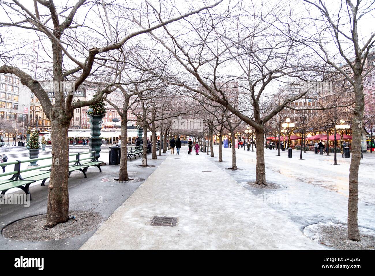 Kungsträdgården in inverno, Stoccolma, Svezia Foto Stock