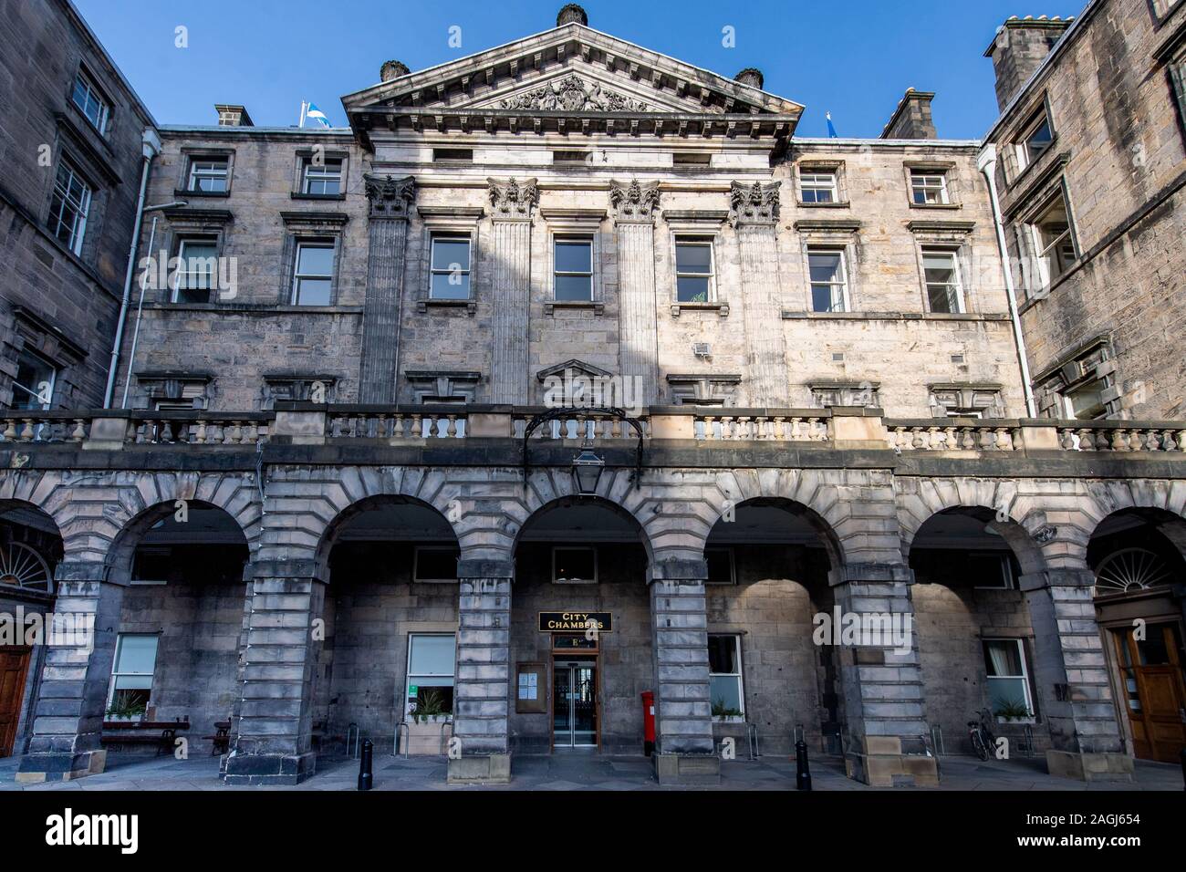 Messaggio da The Skies, Edinburgh City Chambers Foto Stock