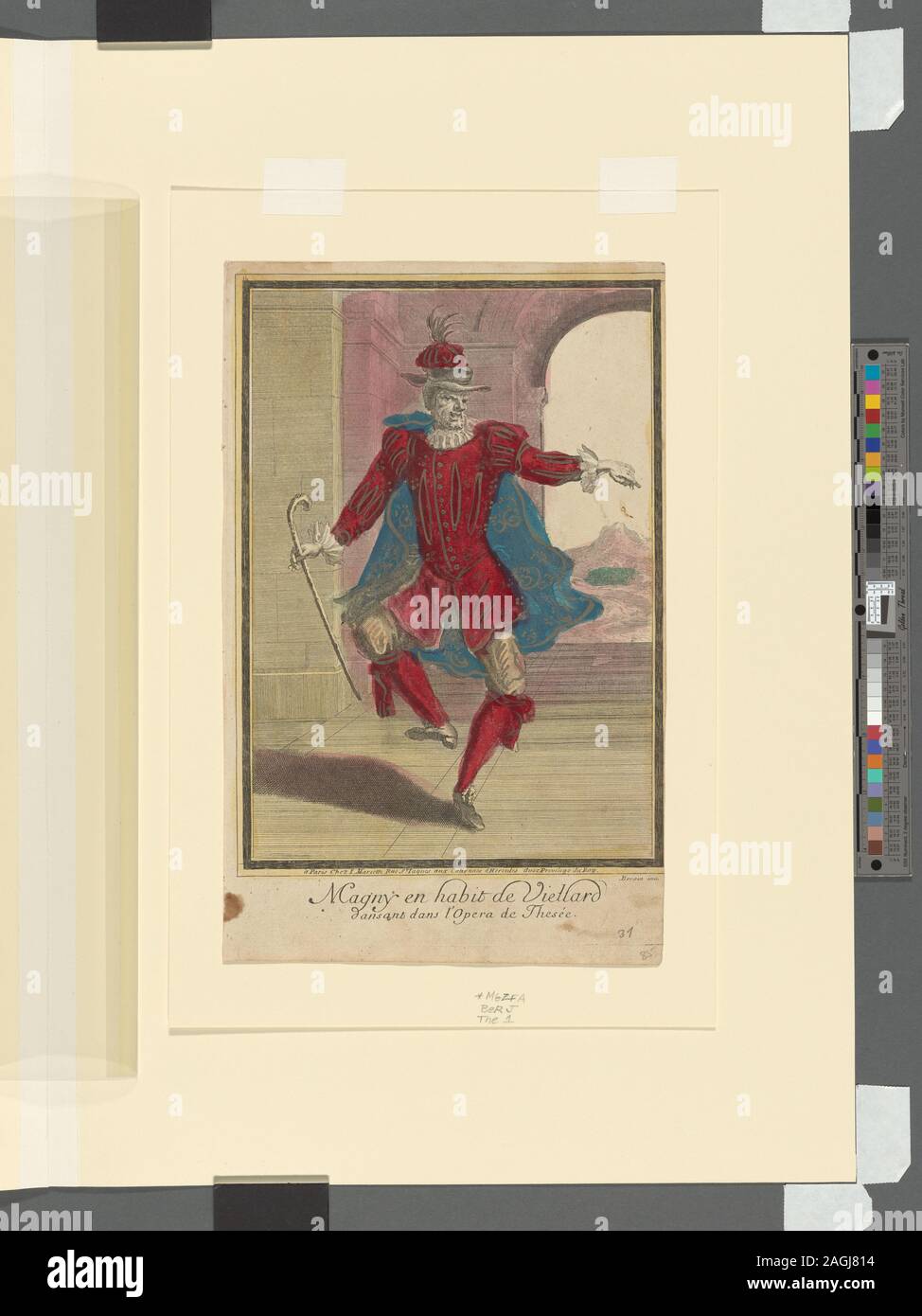 "Questo file non ha descrizione e può essere privo di altre informazioni. Si prega di fornire una descrizione significativa di questo file.; Magny en abitudine de viellard dansant dans l'opéra de Thésée Foto Stock