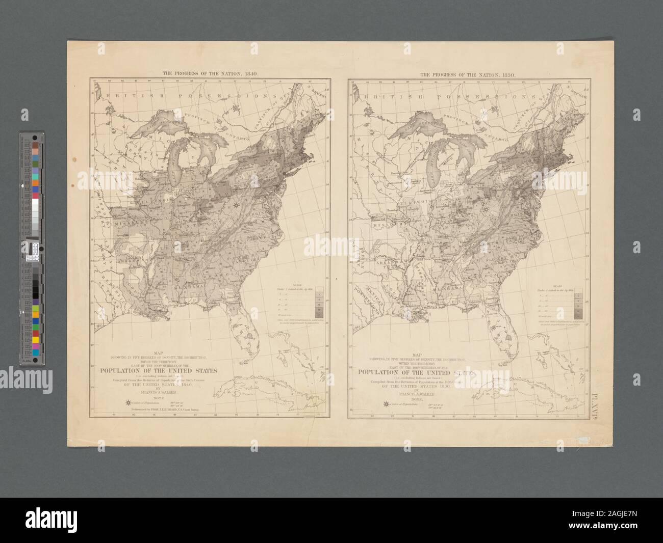 Include il centro della popolazione. La mappatura della nazione (borsa di NEH, 2015-2018); Mappa che mostra, in cinque gradi di densità, la distribuzione nel territorio orientale del centesimo meridiano, della popolazione degli Stati Uniti (escludendo gli indiani non tassate) Foto Stock