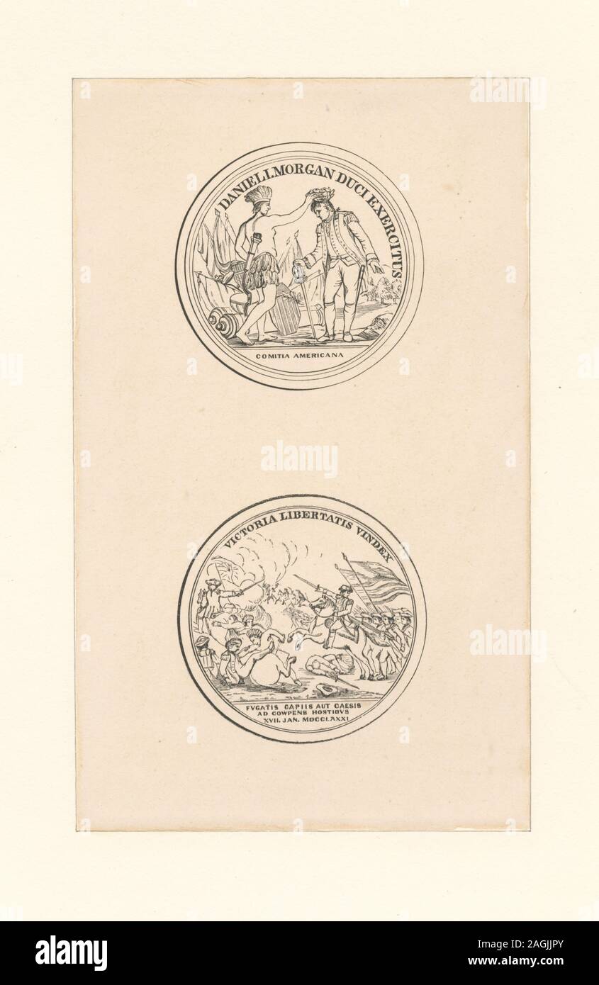 Printmakers includono Enrico Bryan Hall, George R. Hall, Alexander fieno Ritchie e James Barton Longacre. Titolo dal calendario del Emmet collezione. EM8631; medaglia di Daniel Morgan Foto Stock