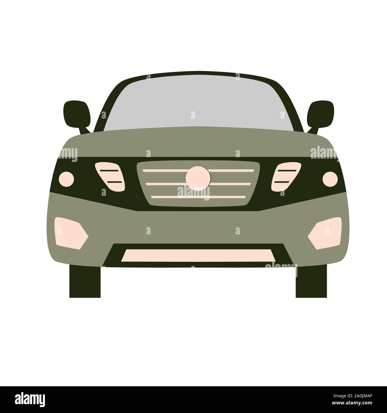 City car. Vista frontale. Illustrazione Vettoriale in semplice piatto design. Illustrazione Vettoriale
