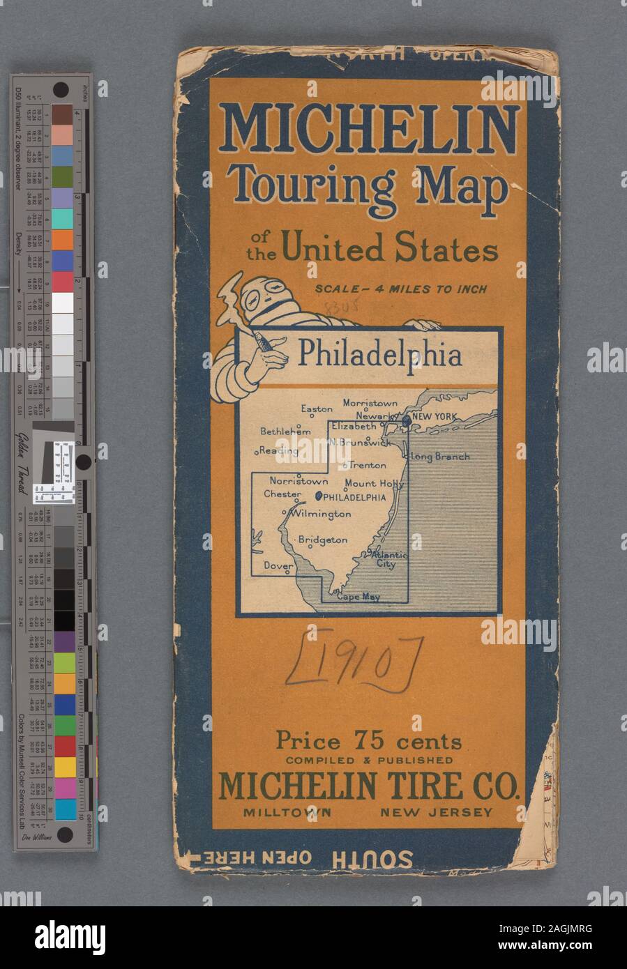Comprese le parti della Pennsylvania e del New Jersey, del Delaware e del Maryland.; Michelin touring mappa degli Stati Uniti: Philadelphia. Foto Stock