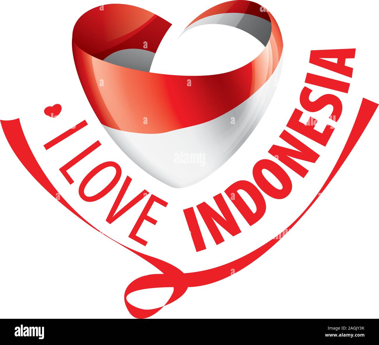 La bandiera nazionale dell'Indonesia e la scritta I love Indonesia. Illustrazione Vettoriale Illustrazione Vettoriale
