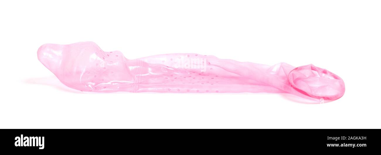 Red preservativo, isolato su uno sfondo bianco Foto Stock