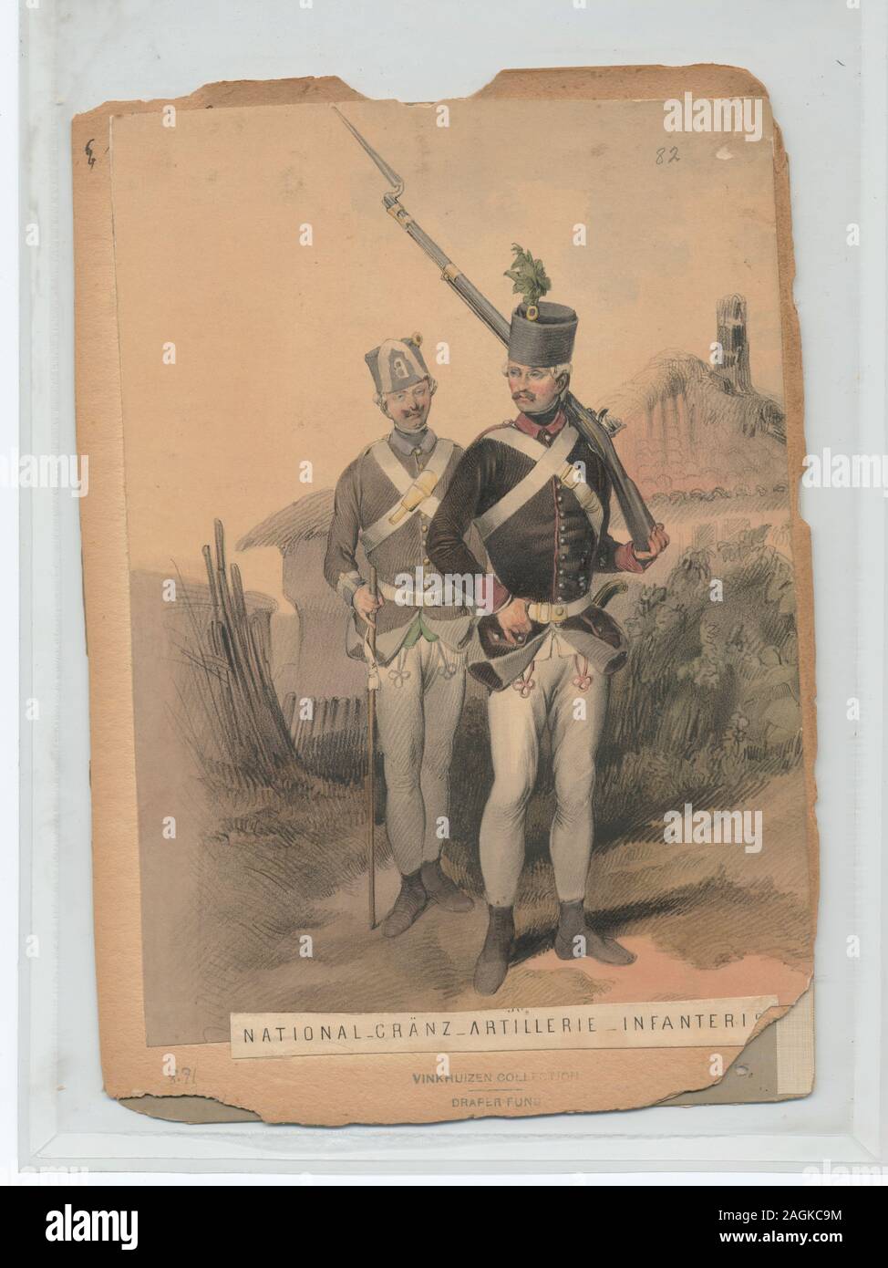 Proprietà : Il fondo a pettine Greuz 8.71, o la frontiera di fanteria e di artiglieria, 1784 (Gerasch); National-Gränz-Artillerie -Infanterist. Foto Stock