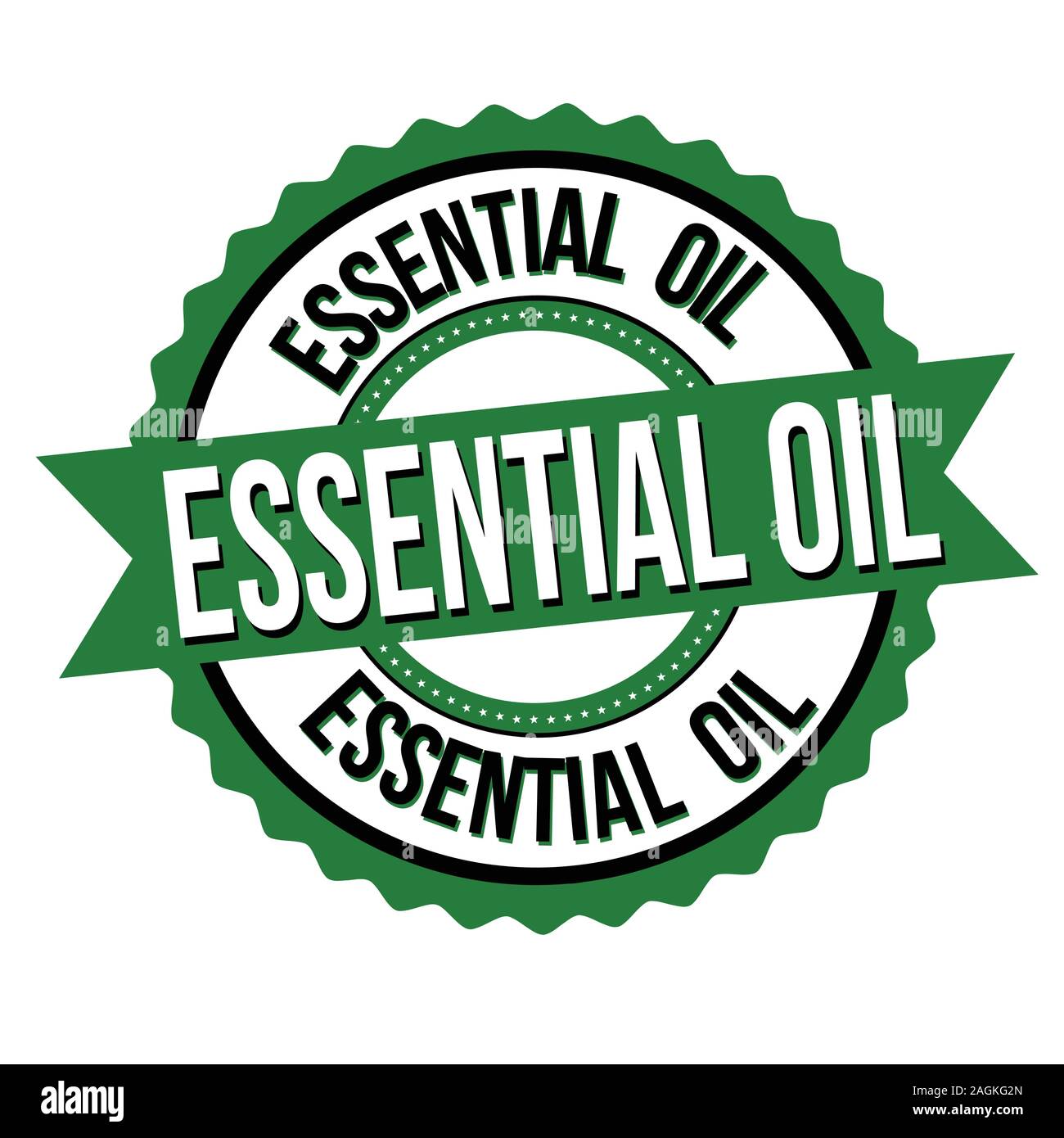 Olio essenziale etichetta o un adesivo su sfondo bianco, illustrazione vettoriale Illustrazione Vettoriale