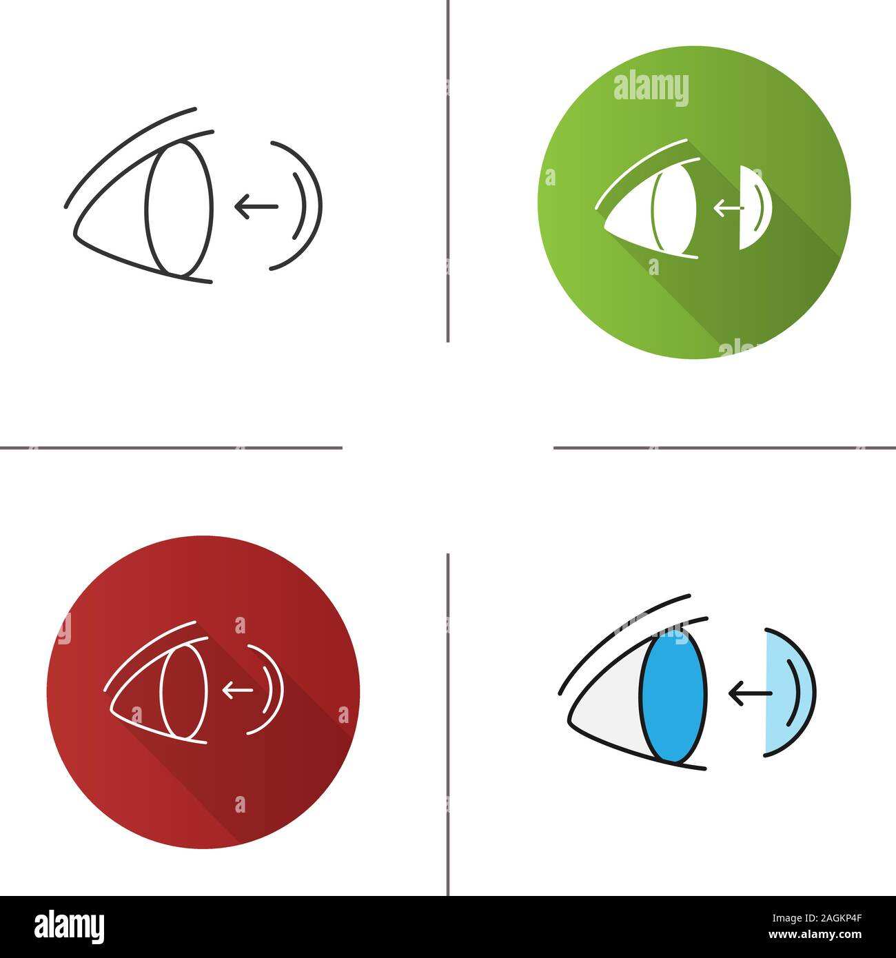 Occhio lenti a contatto mettendo su icona. Design piatto, lineare e stili colore. Isolato illustrazioni vettoriali Illustrazione Vettoriale