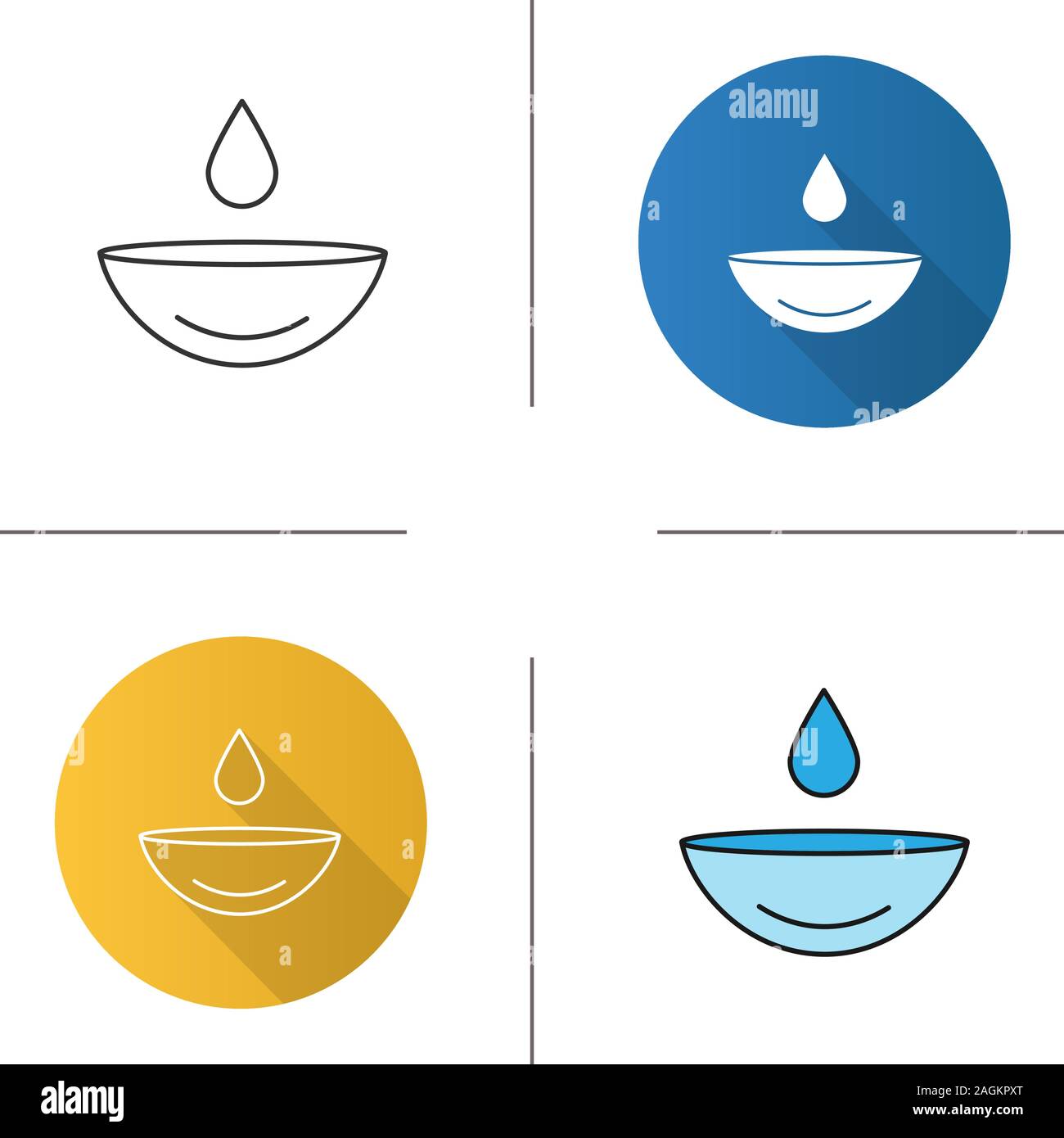Occhio di lente a contatto con drop icona. Le lenti a contatto la ribagnatura. Design piatto, lineare e stili colore. Isolato illustrazioni vettoriali Illustrazione Vettoriale