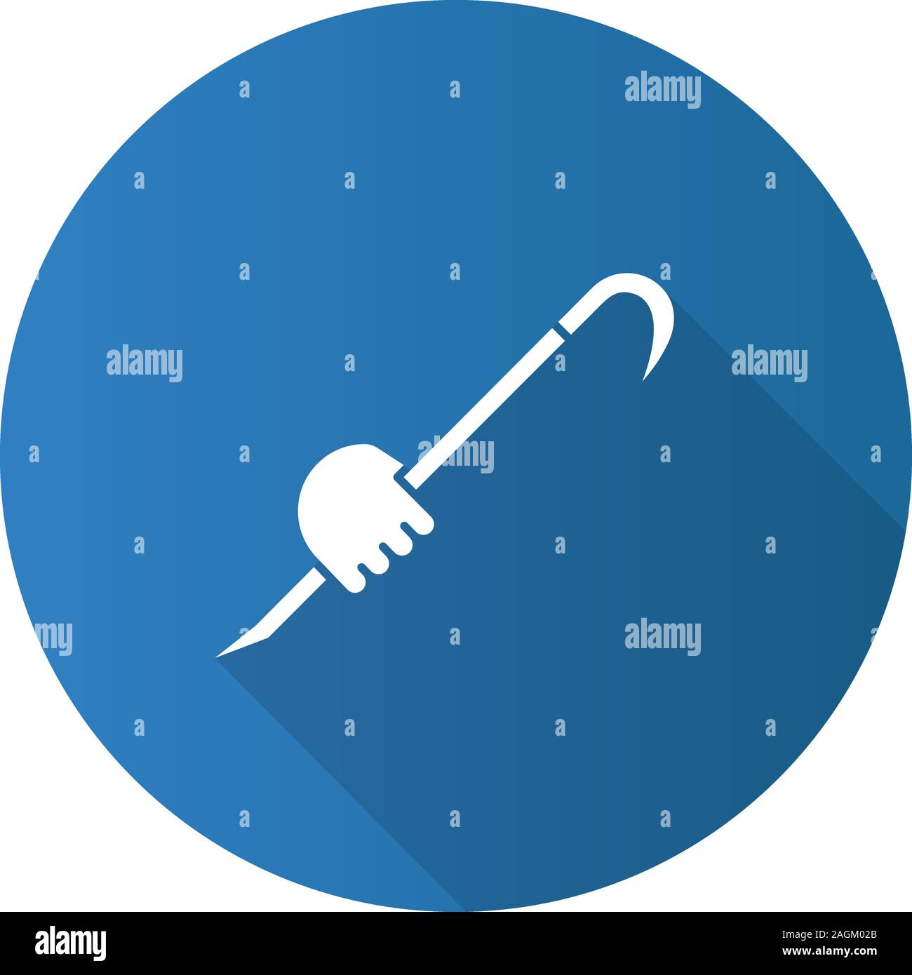 Mano azienda crowbar lineare piana lunga ombra icona. Piede di porco, un palanchino. Vettore Simbolo di contorno Illustrazione Vettoriale