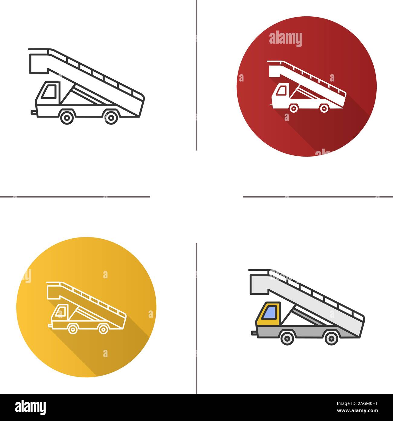 Scale icona del carrello. Airstair. Passerella passeggeri. Design piatto, lineare e stili colore. Isolato illustrazioni vettoriali Illustrazione Vettoriale