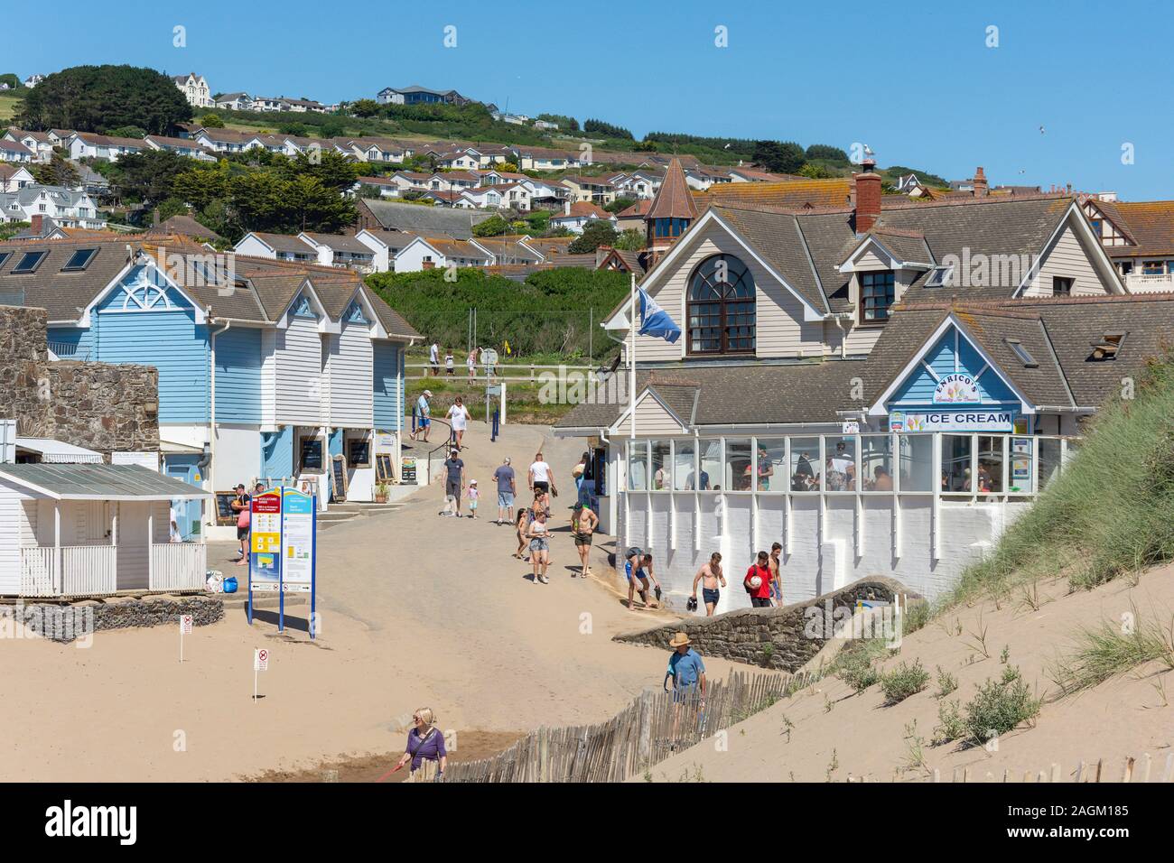 Il vecchio negozio di Boathouse e gelateria, Woolacombe Sands Woolacombe, Devon, Inghilterra, Regno Unito Foto Stock