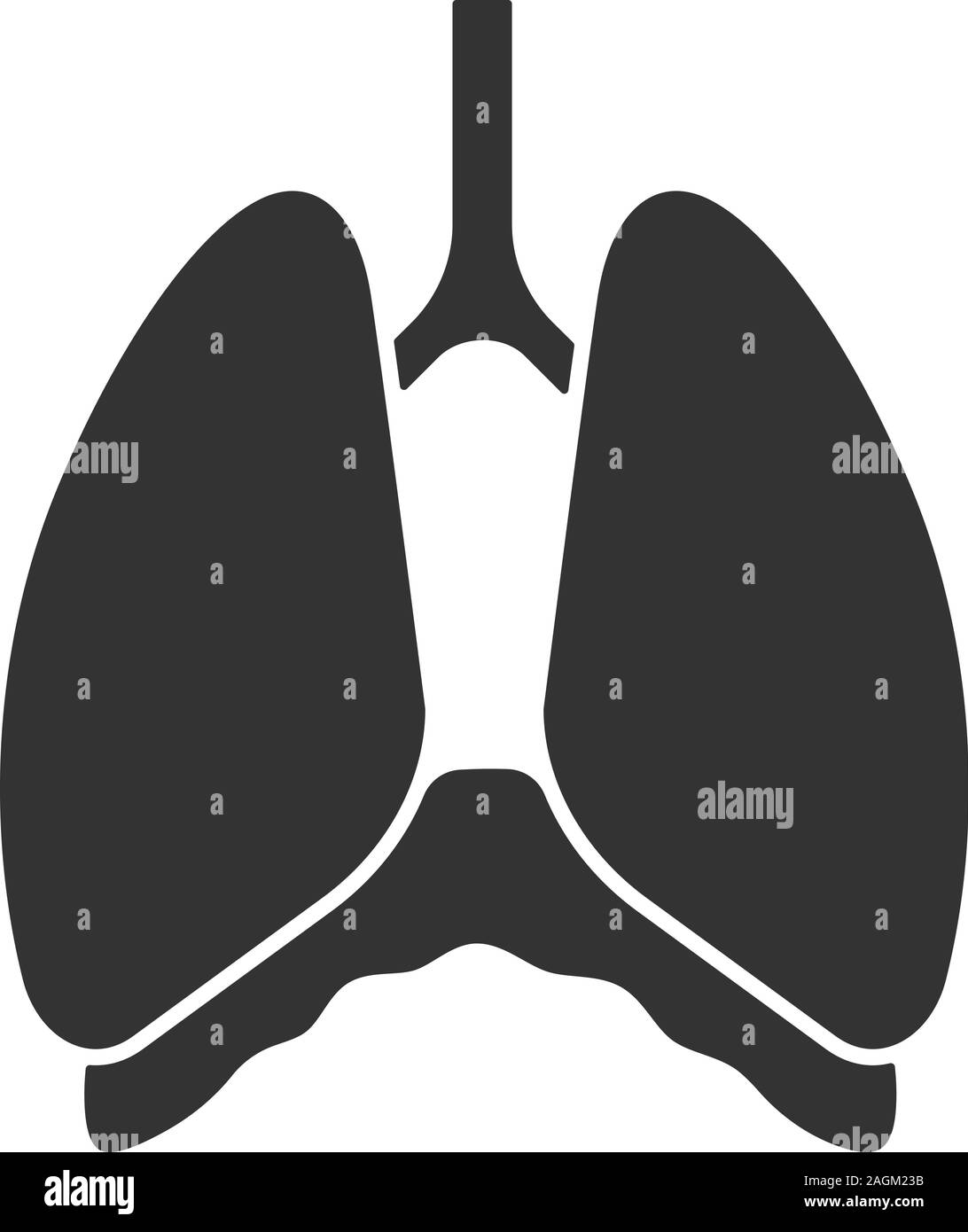 Cavità toracica icona glyph. Il diaframma. Polmoni umani. Simbolo di Silhouette. Lo spazio negativo. Vettore illustrazione isolato Illustrazione Vettoriale
