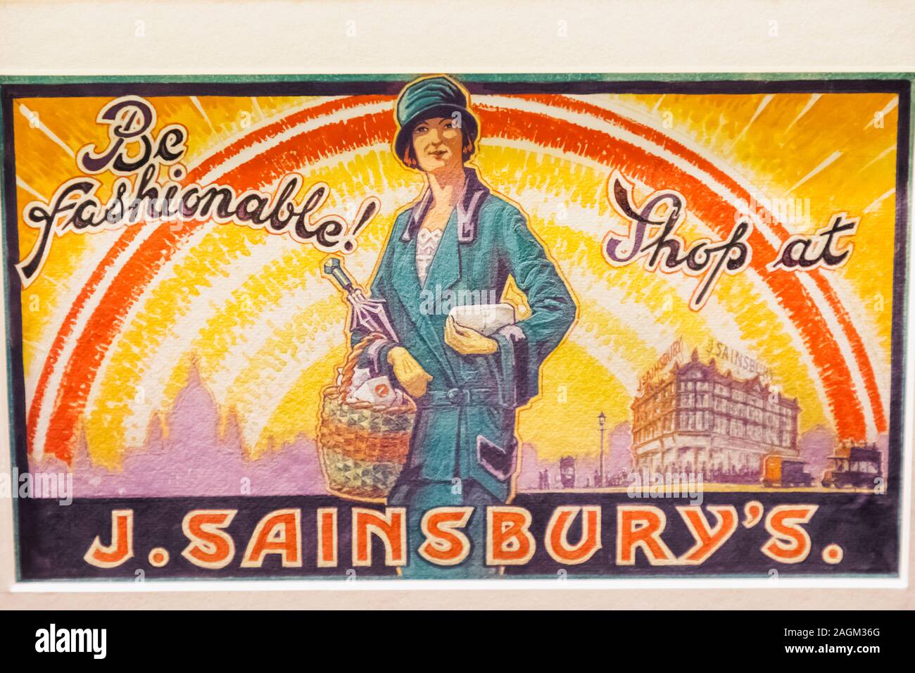 Inghilterra, Londra, il Museo di Londra, storico supermercato Sainsbury's Poster pubblicitario Foto Stock