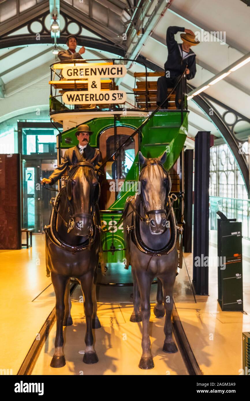 Inghilterra, Londra Covent Garden, il Museo dei Trasporti di Londra, mostre storico di tram a cavalli Foto Stock