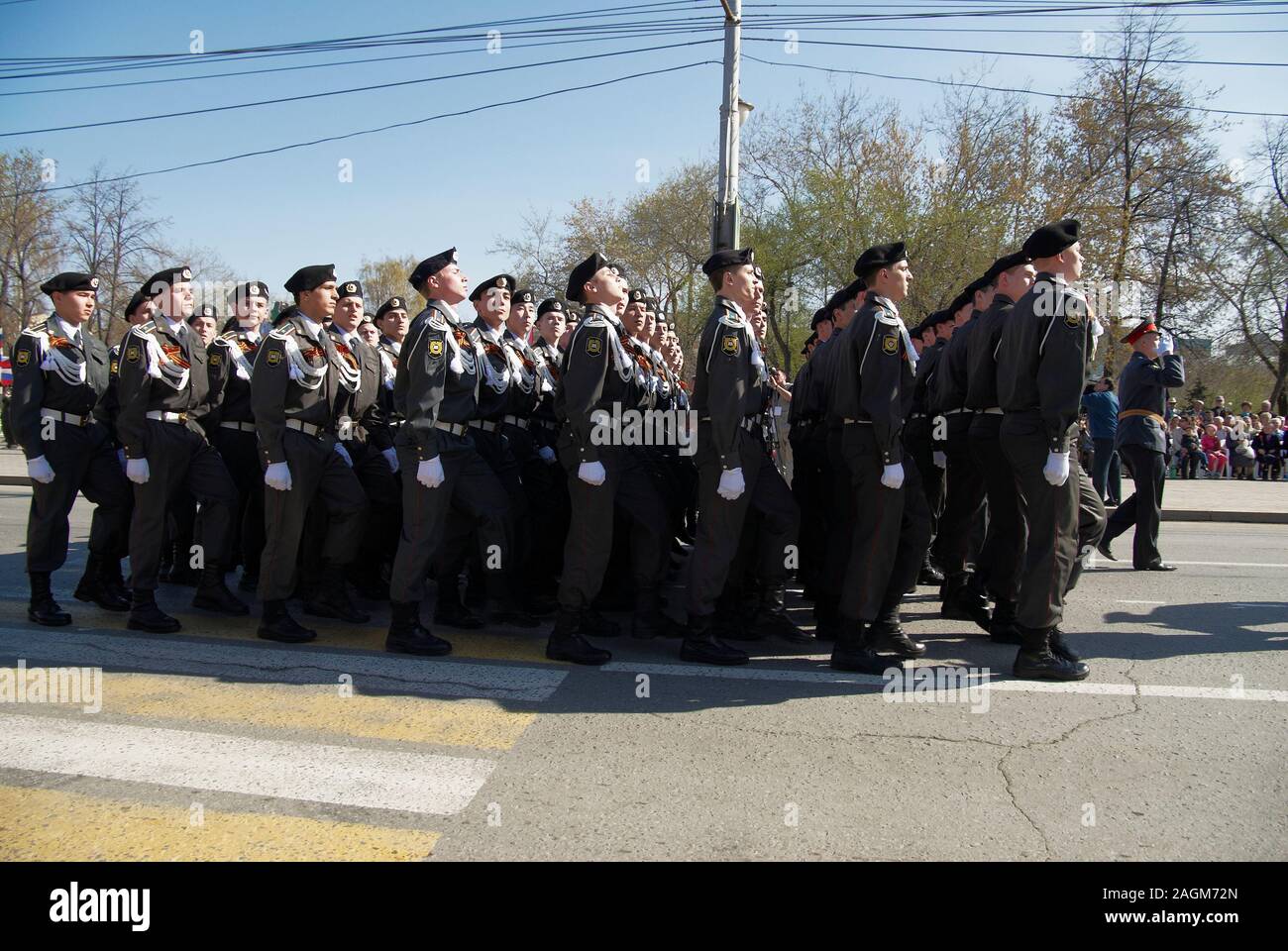 Cadetti dell'Accademia di polizia di marciare su parade Foto Stock