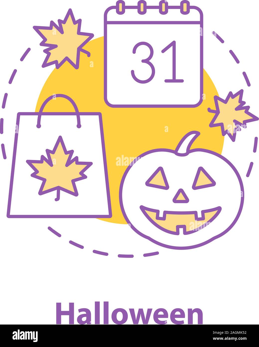Concetto di Halloween icona. Il 31 ottobre idea sottile linea illustrazione. L'autunno. Il vettore isolato disegno di contorno Illustrazione Vettoriale