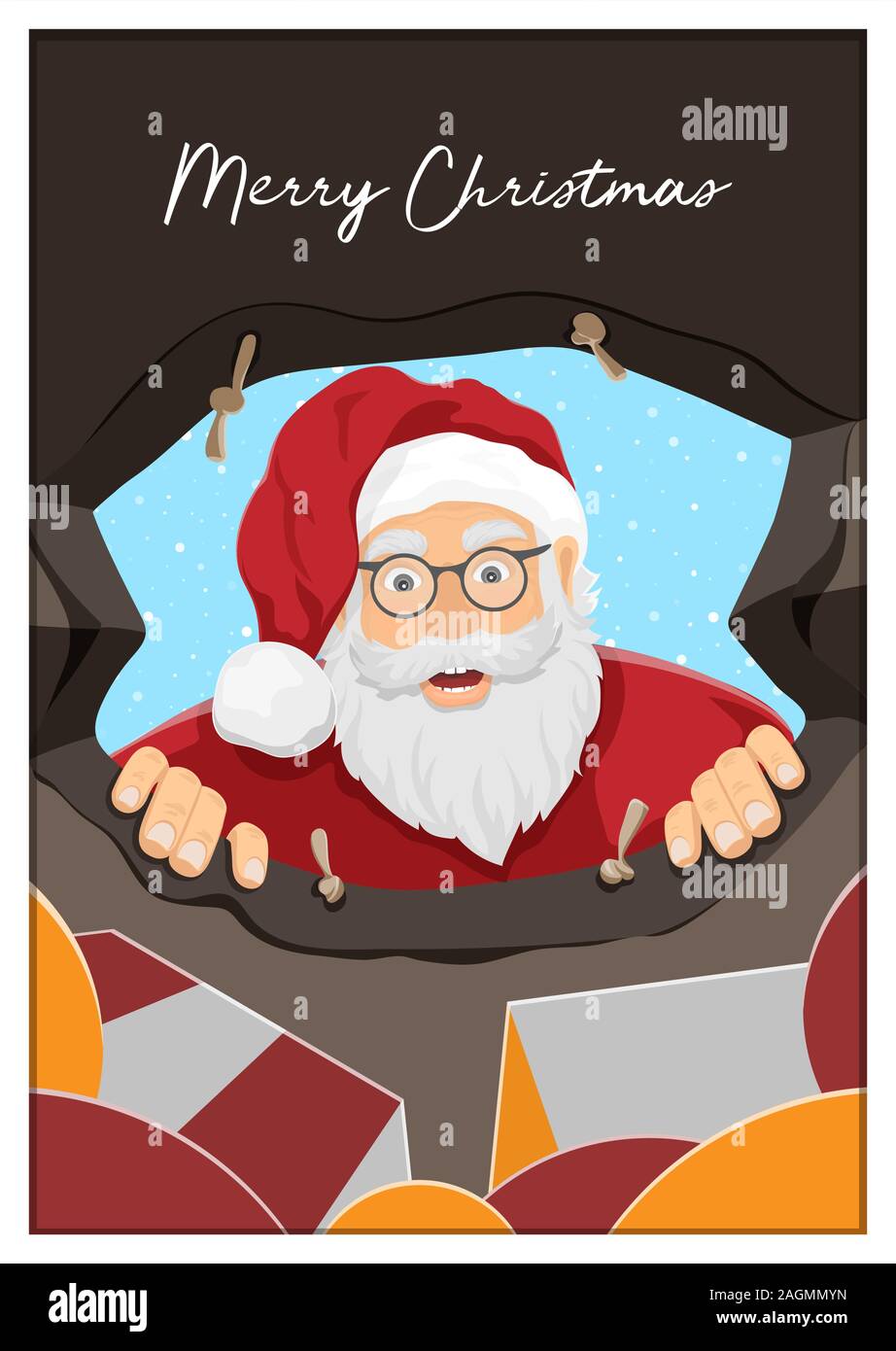 Babbo Natale e la sua borsa regalo Illustrazione Vettoriale