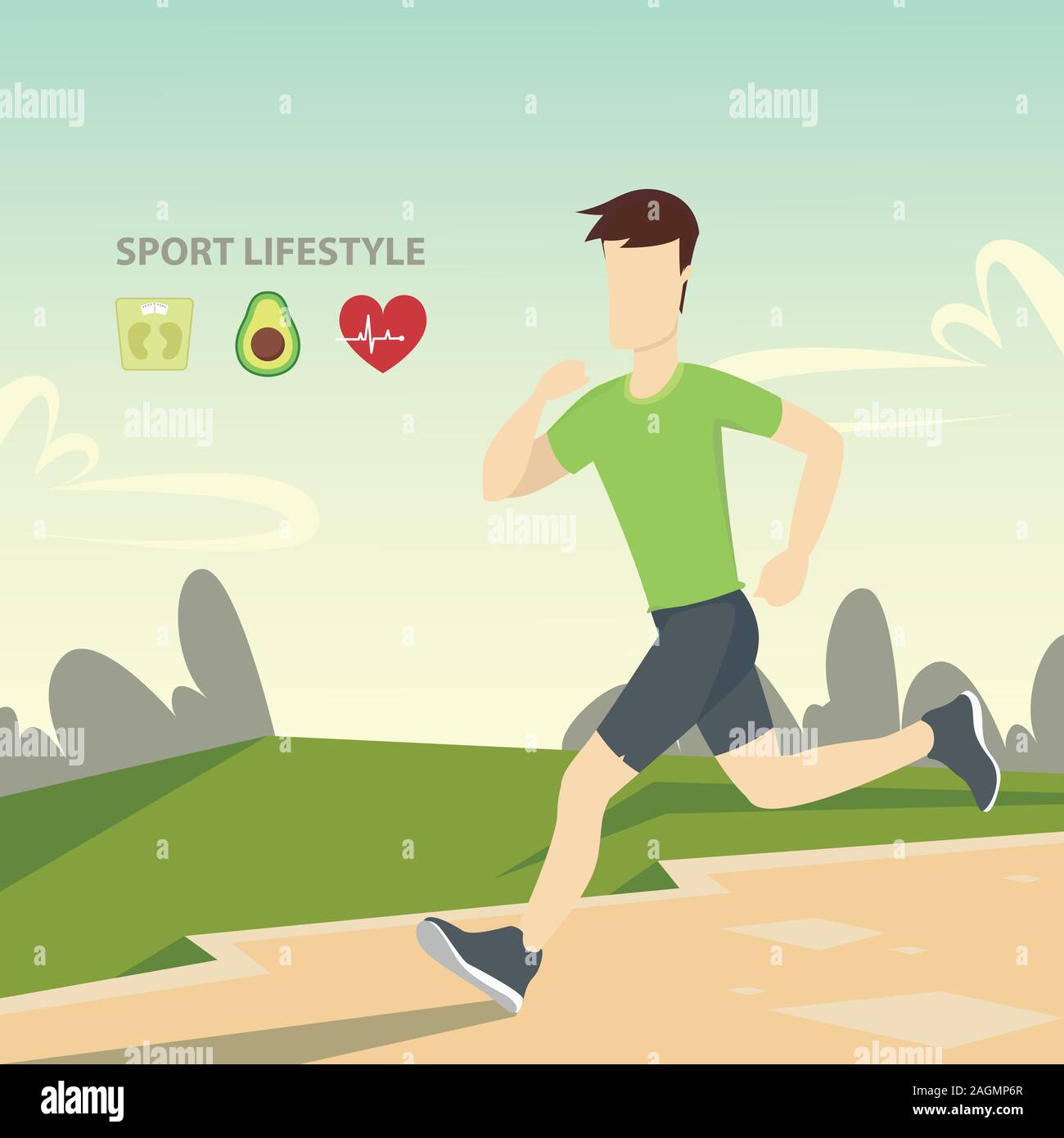 Stile di vita sportivo. Corsi di fitness, uno stile di vita sano, sport attivo, rafforzare il corpo fisicamente e spiritualmente. Illustrazione Vettoriale