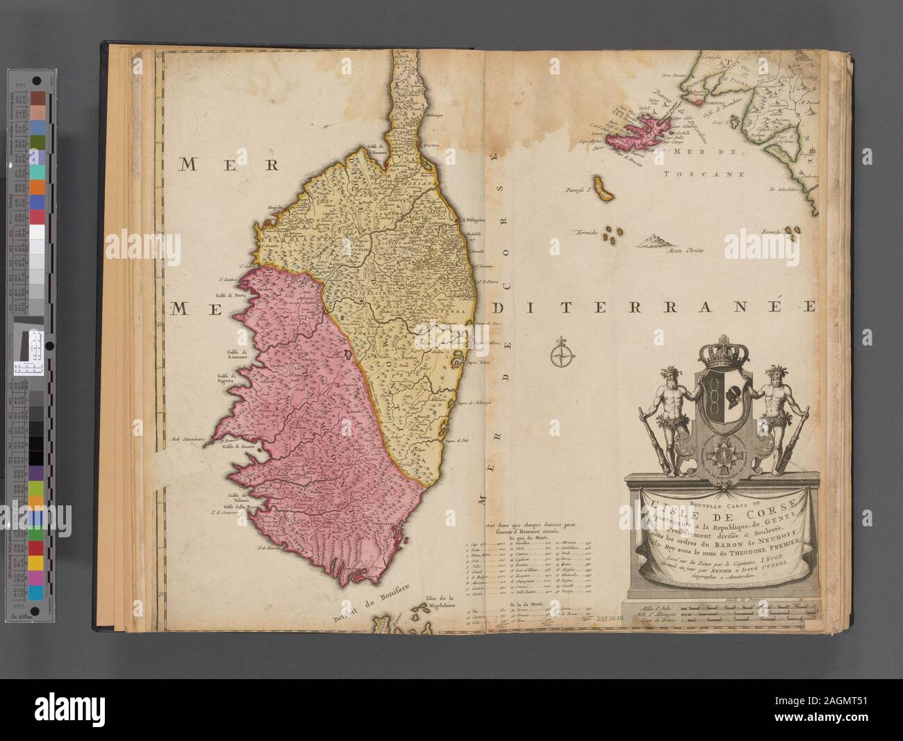 Nouvelle carte de l'isle de Corse apartenante un la republique de geni.; Nouvelle carte de l'isle de Corse apartenante un la republique de geni. Foto Stock