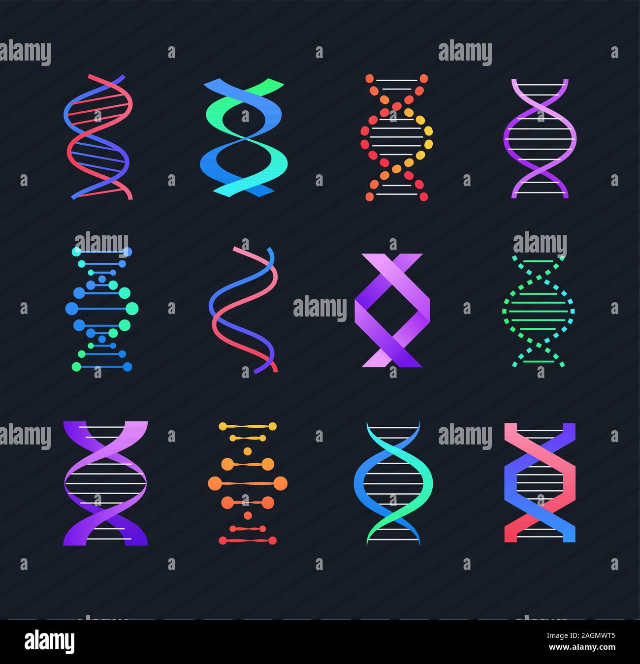 Molecola di DNA - linea design di stile degli elementi del vettore Illustrazione Vettoriale