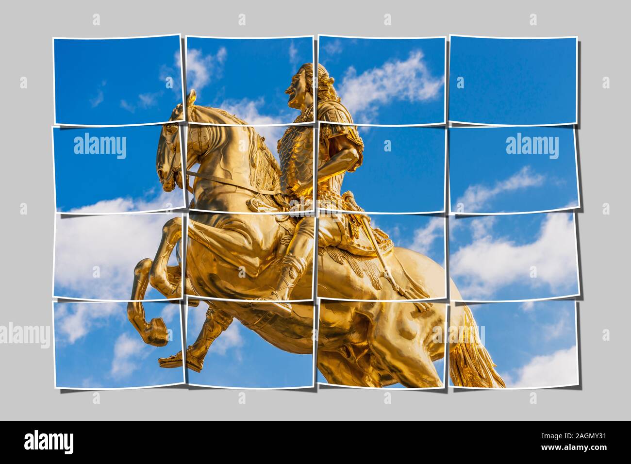 Il Golden Rider è una statua equestre del Sassone elettore e re polacco Agosto il Forte, Dresda, Sassonia, Germania, Europa Foto Stock