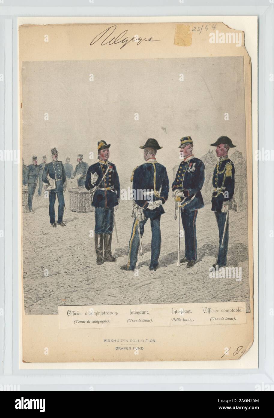 Il fondo a pettine; Officier d'administration (tenue de campagne), intendente (grande tenue), intendente (petite tenue), officier comptable (grande tenue) Foto Stock