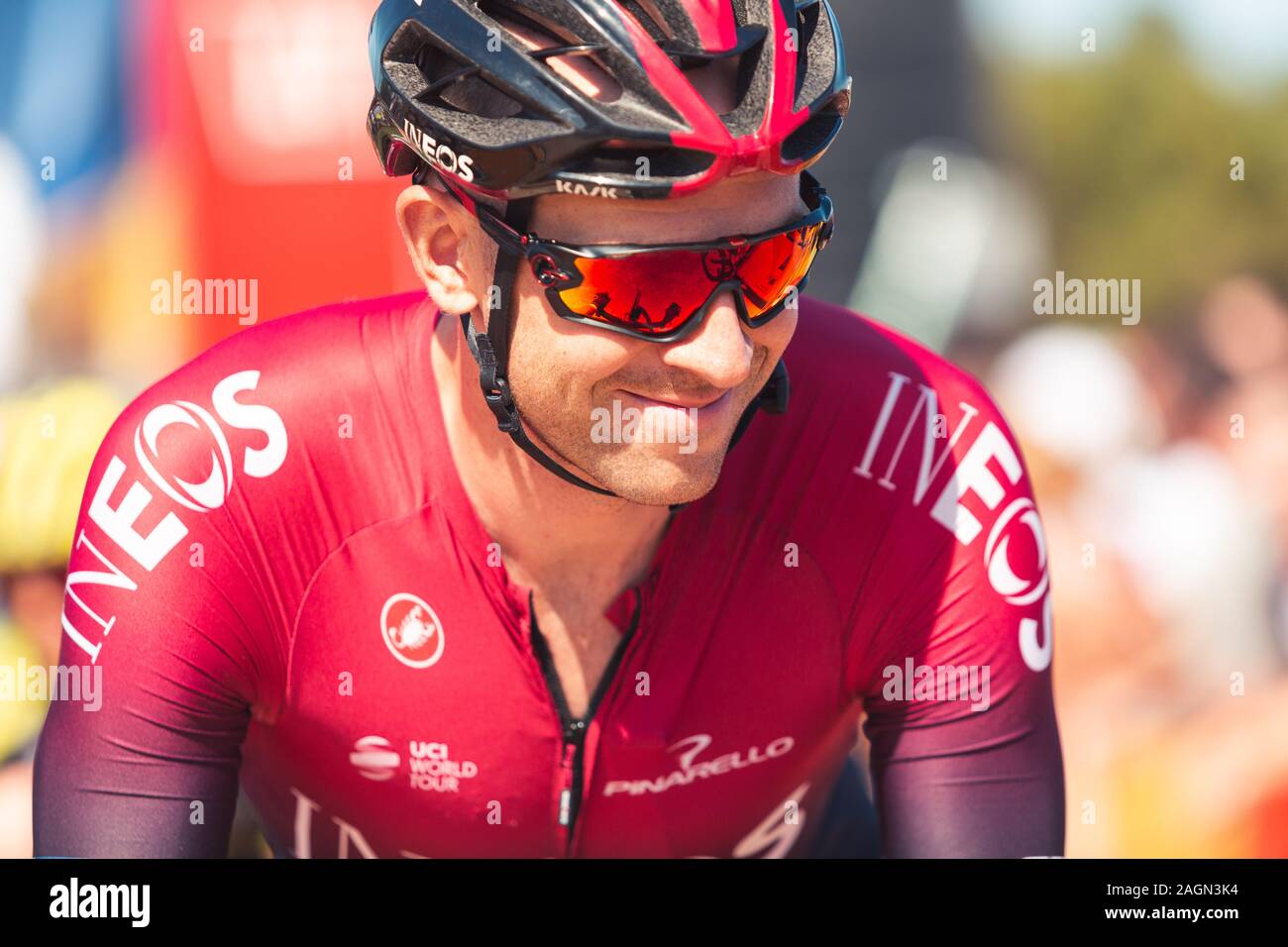 San Vicente de la Barquera, Spain-September 7, 2019: Ian STANNARD, ciclista del TEAM INEOS durante la fase 14 di la Vuelta a España. Foto Stock